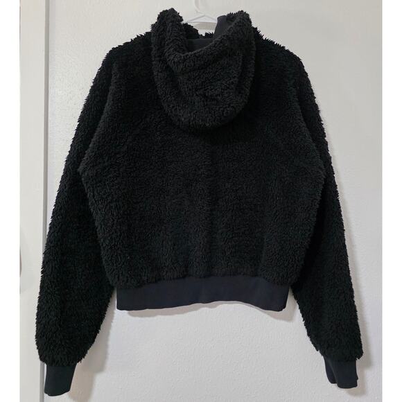 Lululemon Oh So Sherpa Half Zip Black Cotton Jersey Plush Fleece Teddy Jacket - Picture 4 of 9